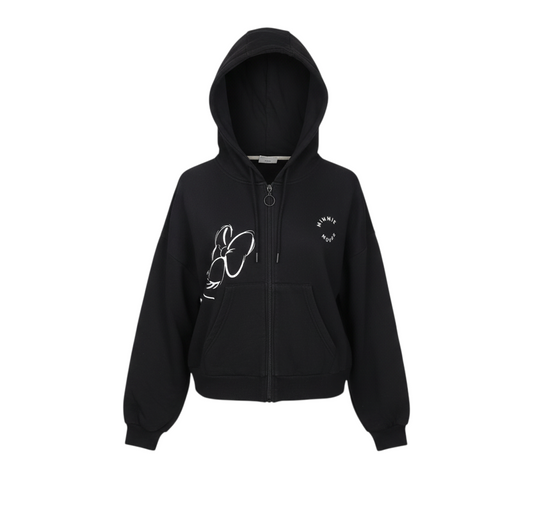 Disney Minnie Mouse Black Full Zip Hoodie Womens M 12/14