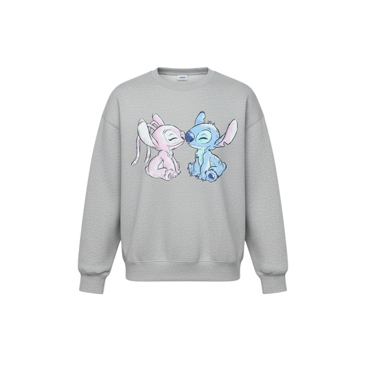 Disney Women Grey Lilo & Stitch Pullover Sweatshirt Size L