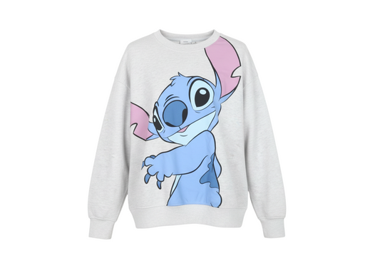 Disney Women Grey Stitch Sweatshirt Size 12/14 Crew Neck Pullover