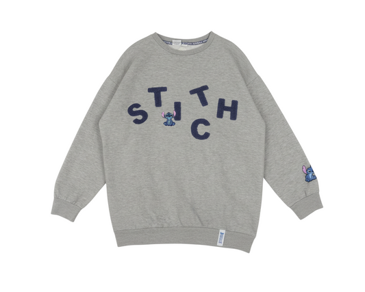 Disney Stitch Grey Women's Sweatshirt Size 12/14 Pullover Embroidered