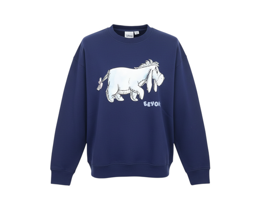 Disney Women Navy Blue Eeyore Sweatshirt Size S 10/12 Crew Neck