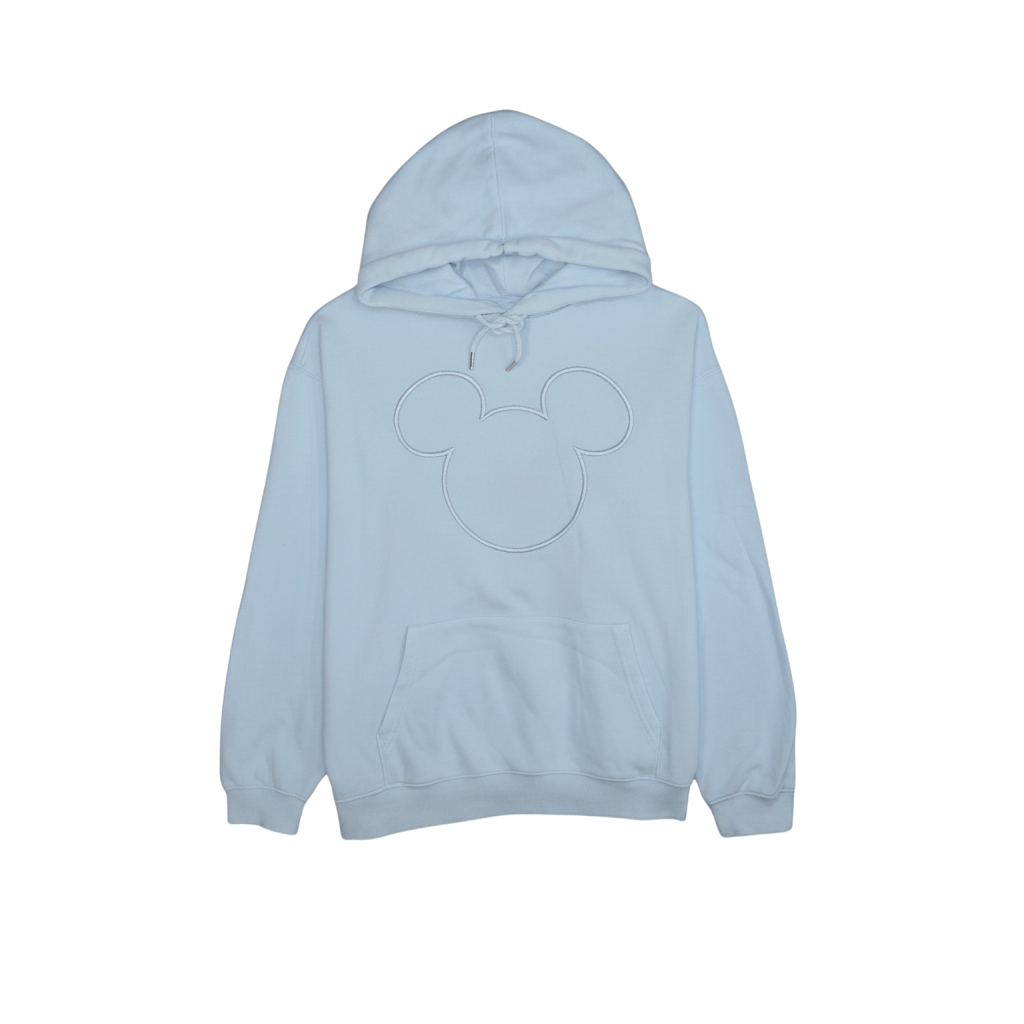 H&M Women Light Blue Disney Mickey Hoodie Size L Cotton Blend