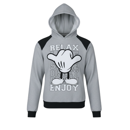 Disneyland Paris Boys Grey Mickey Hoodie 14 Years Pullover Cotton Blend