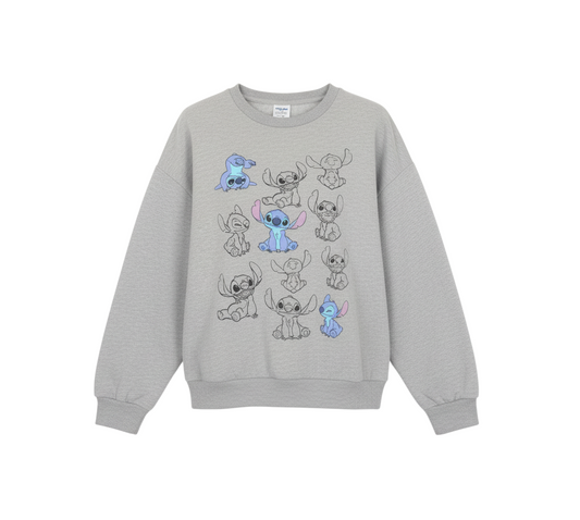 Disney Women Grey Lilo & Stitch Graphic Sweatshirt Size L