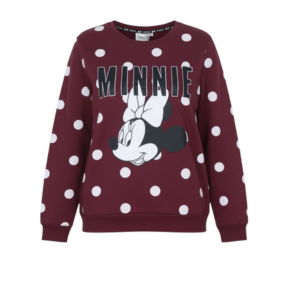 Disney Minnie Mouse Burgundy Polka Dot Sweatshirt XS Women