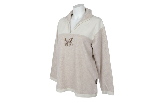 Disneyland Paris Women Beige Cotton Pullover Sweatshirt M Mickey Minnie