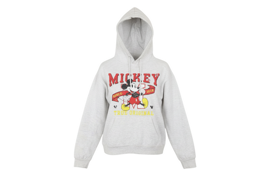 Disney Women Grey Mickey Mouse Pullover Hoodie Size 10/12