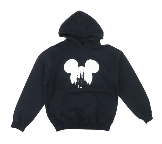 Gildan Women's Black Pullover Hoodie Medium Disney Castle Print