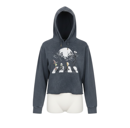 S-Ponder Women Grey L Halloween Graphic Pullover Hoodie