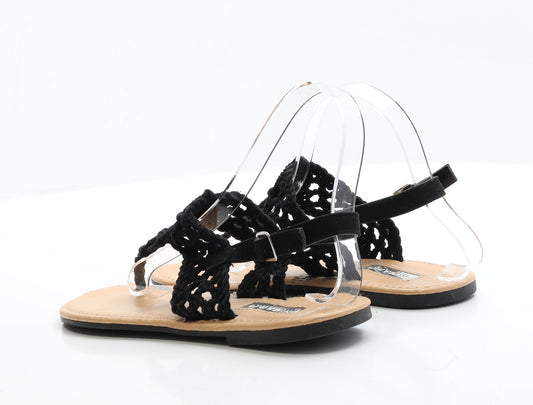 Primark Womens Black  Polyester Thong Flat 5 38