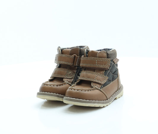 George Boys Brown  Polyester Combat Boot 4