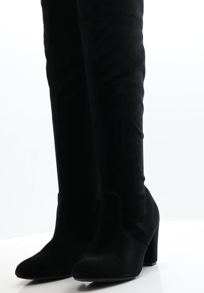 Preworn Womens Black  Faux Suede Slip On Boot 3 EUR 36
