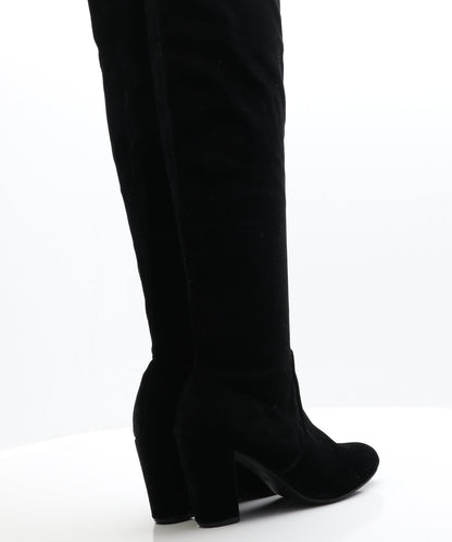 Preworn Womens Black  Faux Suede Slip On Boot 3 EUR 36
