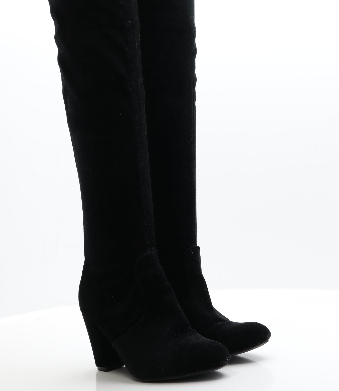 Preworn Womens Black  Faux Suede Slip On Boot 3 EUR 36