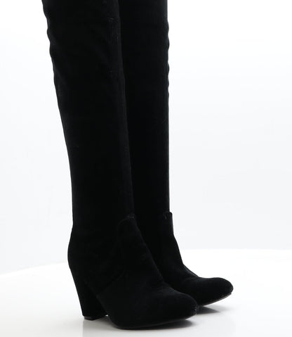 Preworn Womens Black  Faux Suede Slip On Boot 3 EUR 36