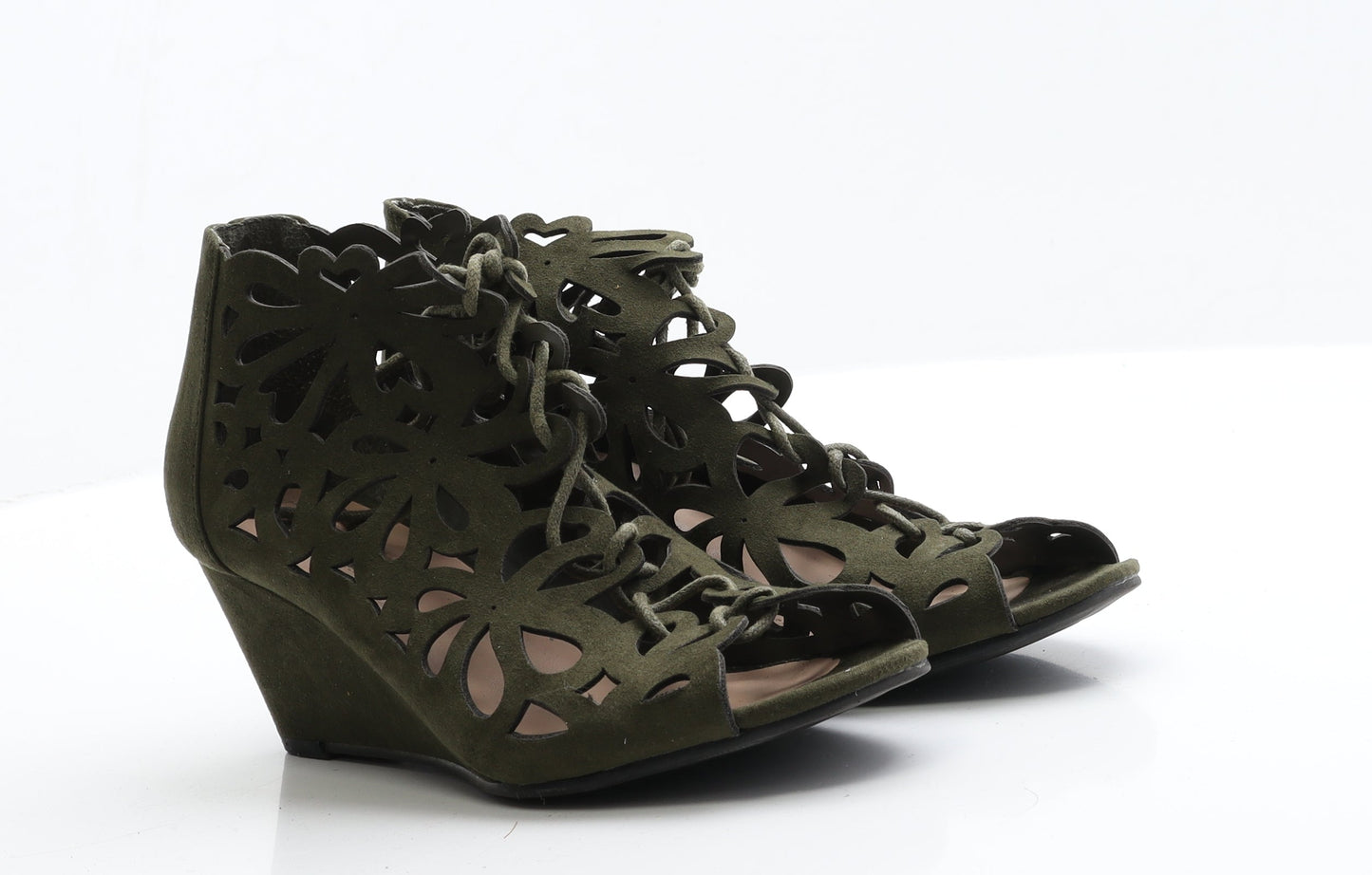Primark Womens Green  Faux Suede Strappy Heel 5 EUR 38