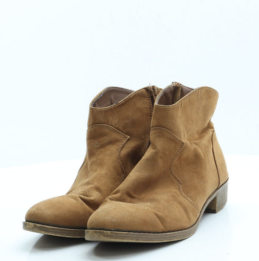 Primark Womens Brown  Faux Suede Cowboy Boot 5 EUR 38 US 7