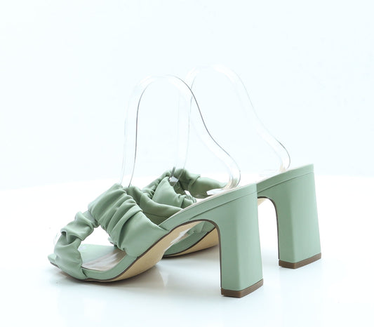 Primark Womens Green  Faux Leather Mule Heel 4 EUR 37 US 6