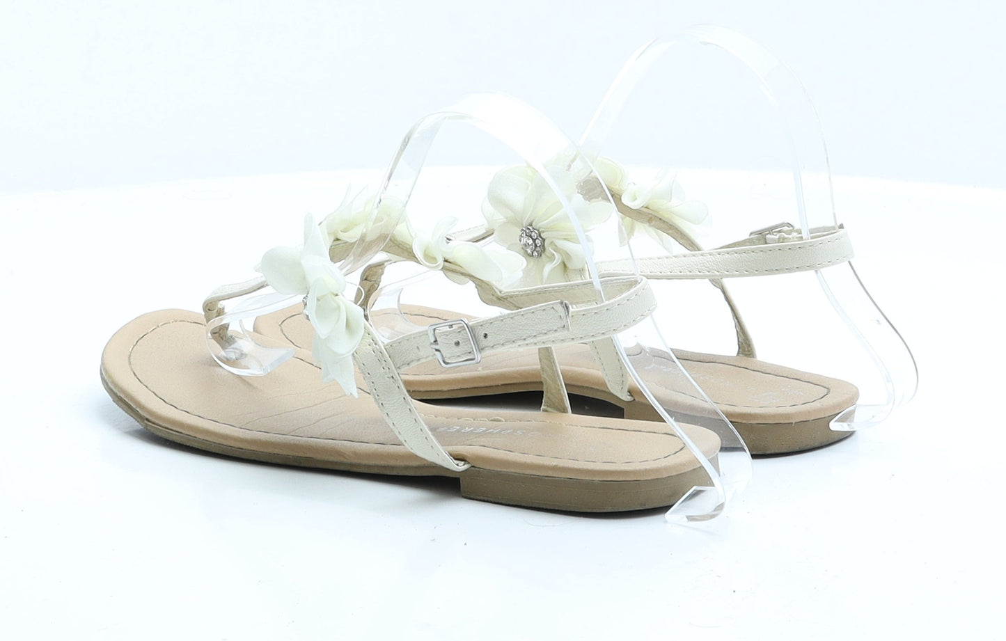 Atmosphere Womens Ivory Floral Faux Leather Flat Sandal 5 EUR 38