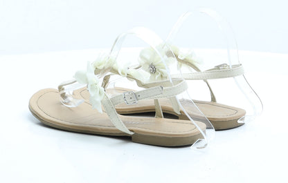 Atmosphere Womens Ivory Floral Faux Leather Flat Sandal 5 EUR 38