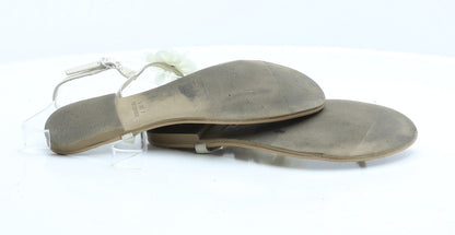 Atmosphere Womens Ivory Floral Faux Leather Flat Sandal 5 EUR 38