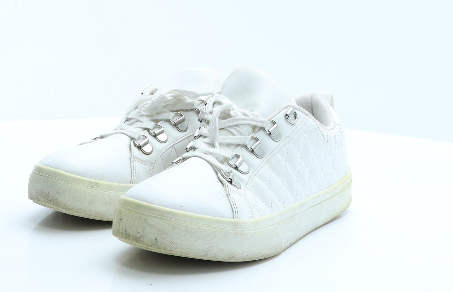 Primark Womens White  Polyester Trainer Flat 5 38