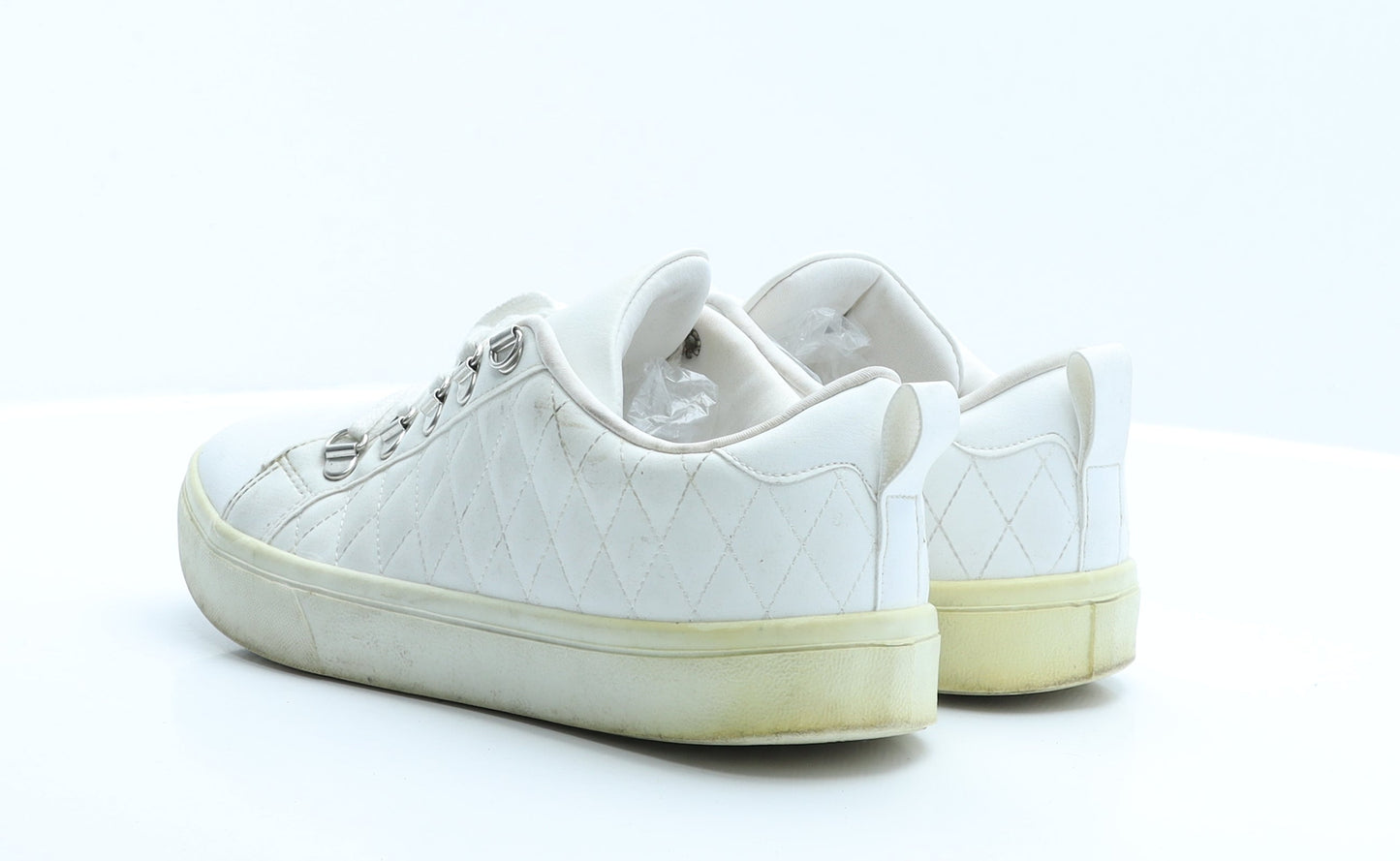 Primark Womens White  Polyester Trainer Flat 5 38