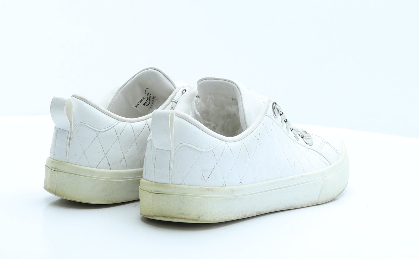 Primark Womens White  Polyester Trainer Flat 5 38