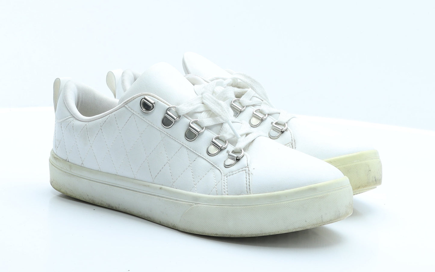 Primark Womens White  Polyester Trainer Flat 5 38
