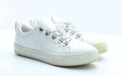 Primark Womens White  Polyester Trainer Flat 5 38
