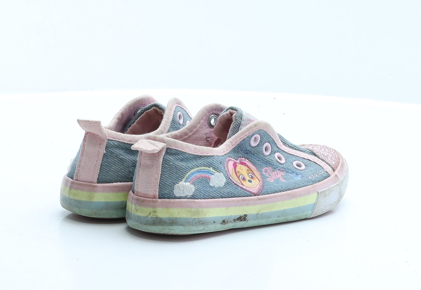 George Girls Blue Colourblock Polyester Trainer Flat 7   - paw patrol