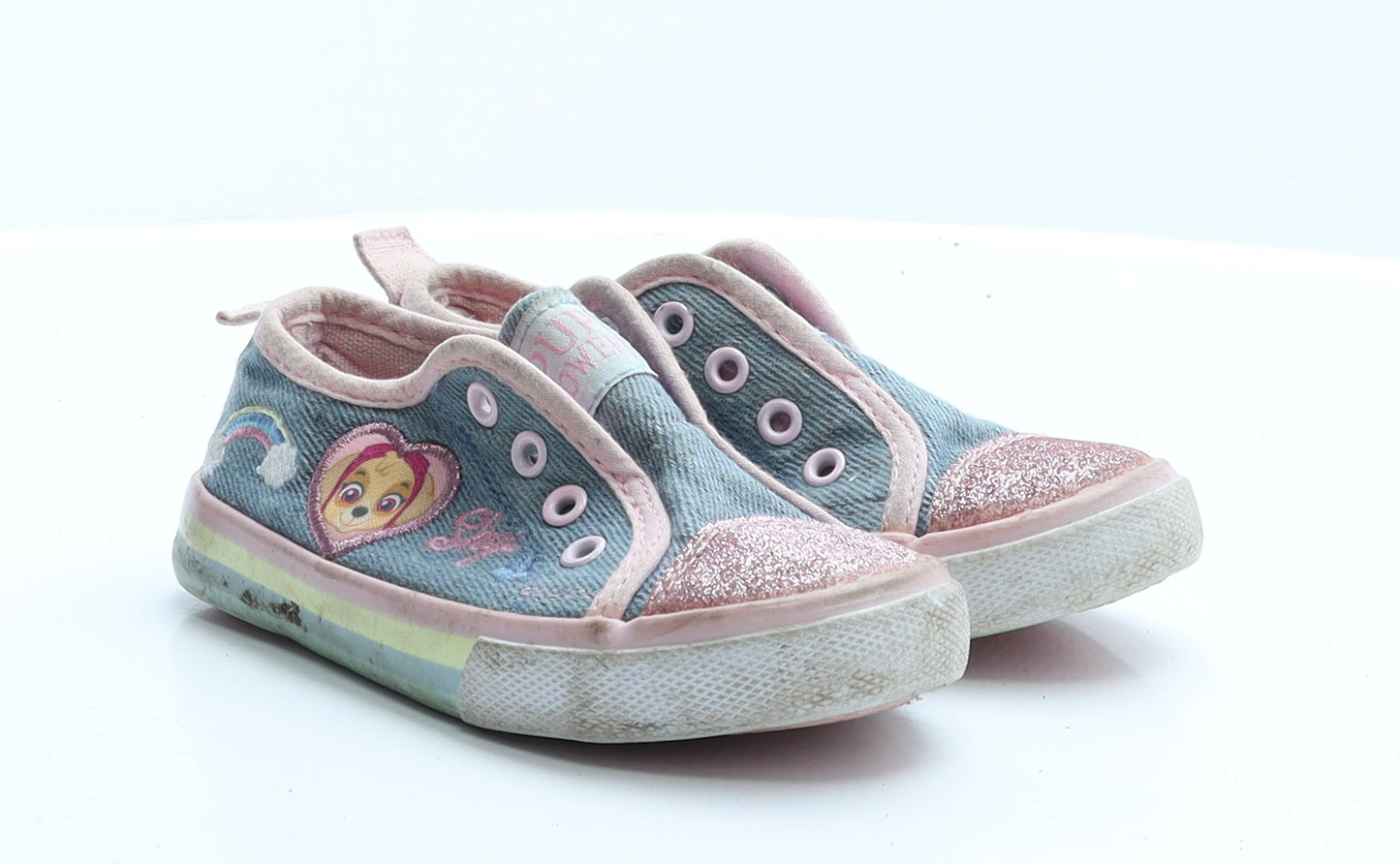 George Girls Blue Colourblock Polyester Trainer Flat 7   - paw patrol