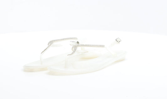 Primark Womens White  Rubber Thong Flat UK 5 38