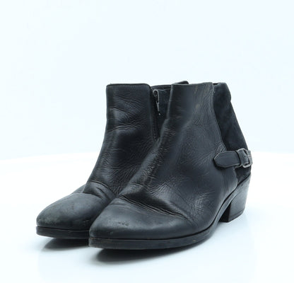 Preworn Womens Black  Faux Leather Chelsea Boot 4 EUR 37