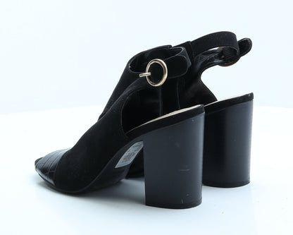 Primark Womens Black Faux Suede Slingback Heel UK 7 EUR 40