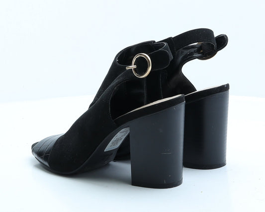 Primark Womens Black Faux Suede Slingback Heel UK 7 EUR 40