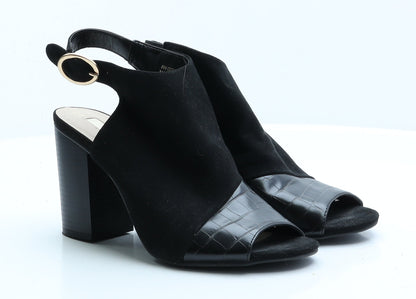 Primark Womens Black Faux Suede Slingback Heel UK 7 EUR 40