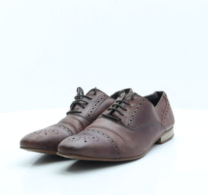 Preworn Mens Brown Faux Leather Oxford Dress UK 7