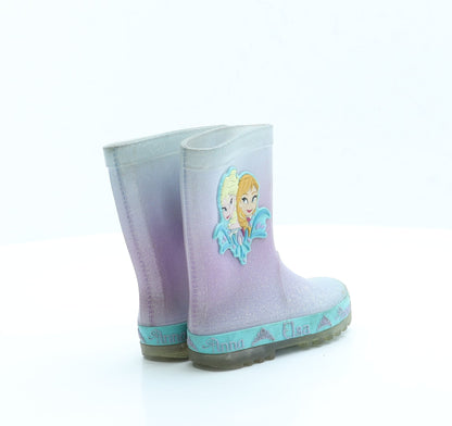 Preworn Girls Purple Rubber Wellies Boot UK 4 - Frozen