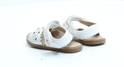 George Girls White Faux Leather Flat Sandal UK 4 EUR 21