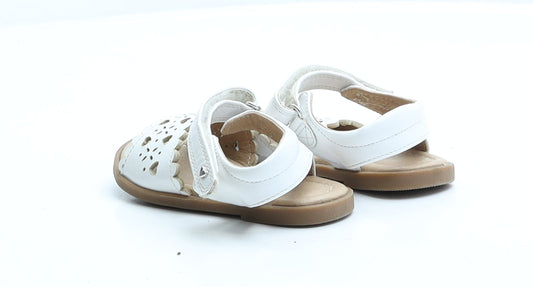 George Girls White Faux Leather Flat Sandal UK 4 EUR 21