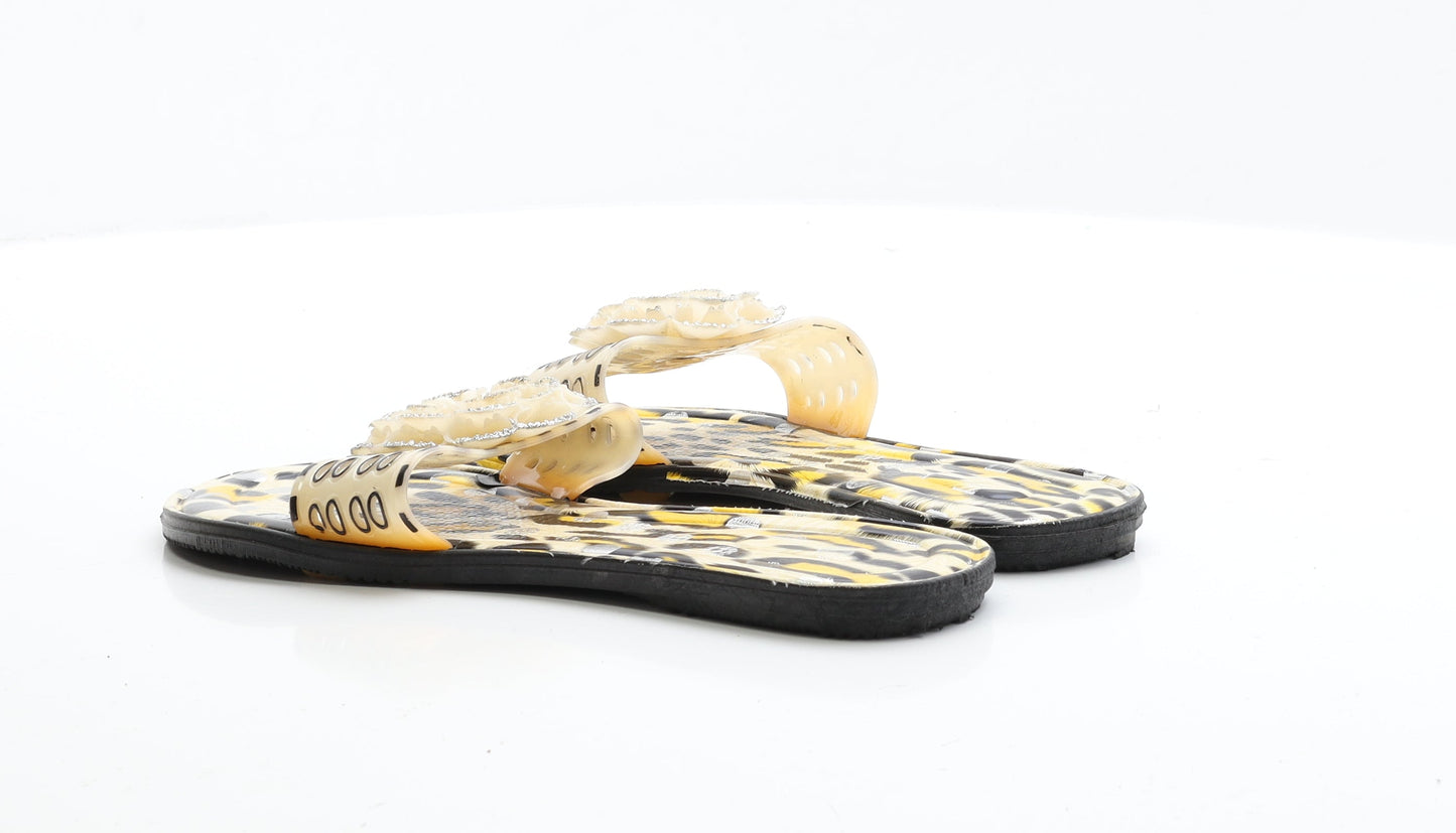 Preworn Womens Multicoloured Rubber Thong Sandal UK 7 EUR 41