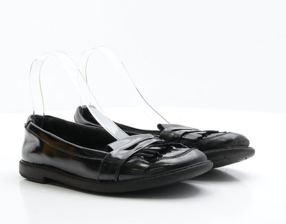 Preworn Girls Black Patent Leather Loafer Flat UK 5.5 EUR 39