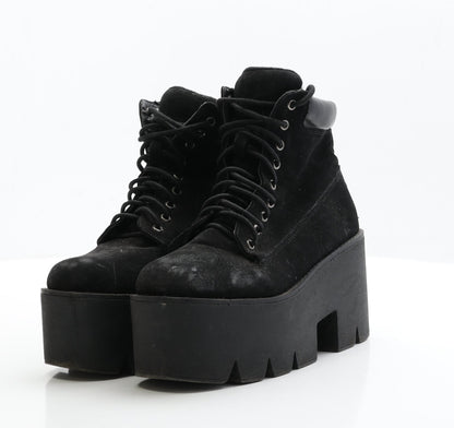 Preworn Womens Black Faux Suede Bootie Boot UK 4 EUR 37
