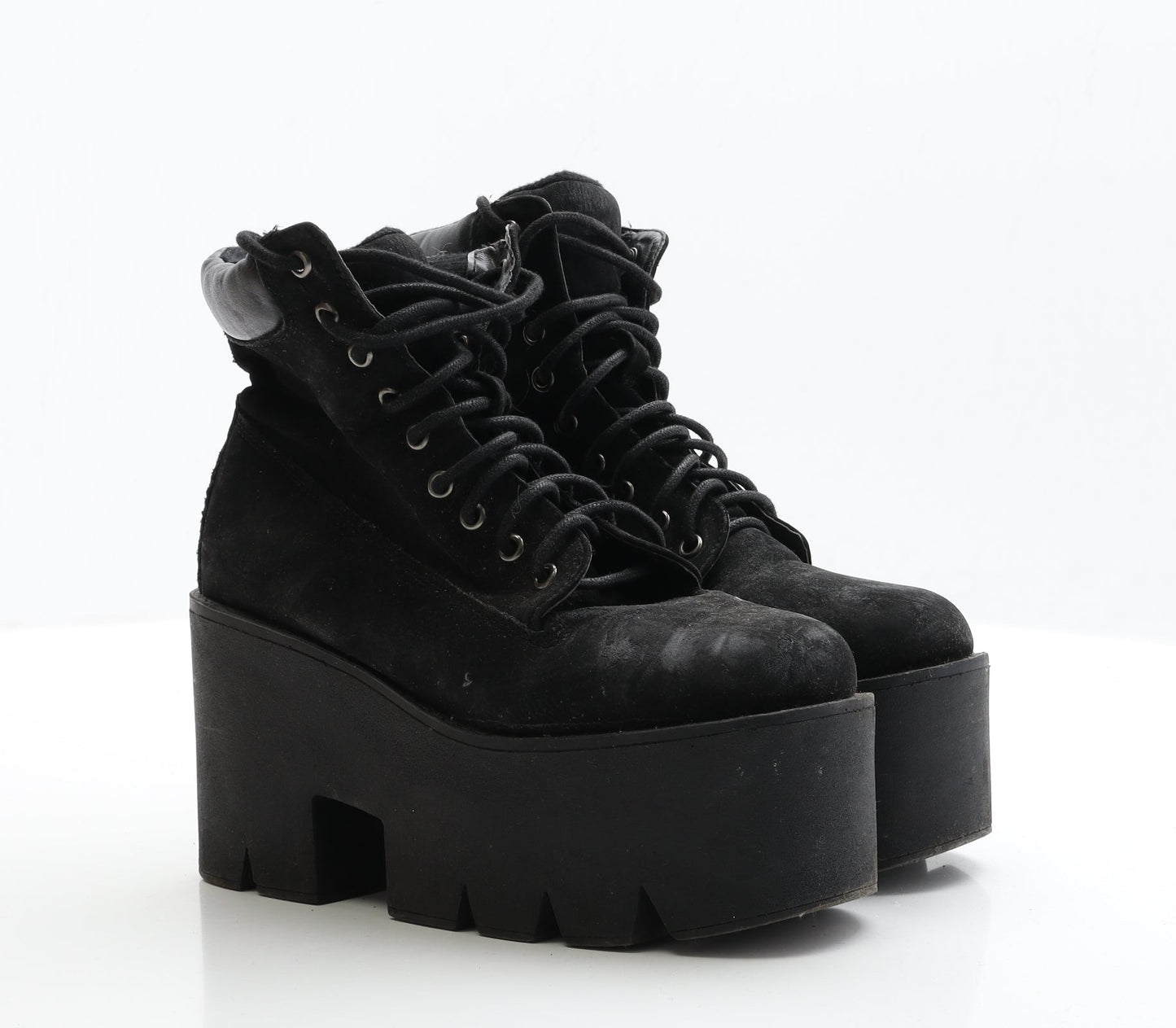 Preworn Womens Black Faux Suede Bootie Boot UK 4 EUR 37