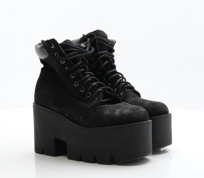 Preworn Womens Black Faux Suede Bootie Boot UK 4 EUR 37