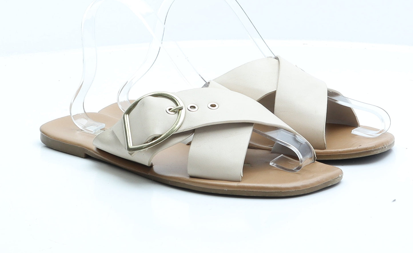 Primark Womens Pink Faux Leather Flat Sandal UK 7 EUR 40