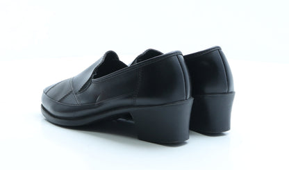 Preworn Womens Black Geometric Faux Leather Loafer Flat UK 3 EUR 36