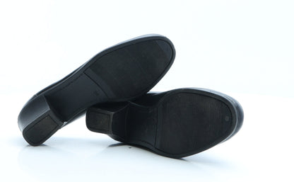 Preworn Womens Black Geometric Faux Leather Loafer Flat UK 3 EUR 36