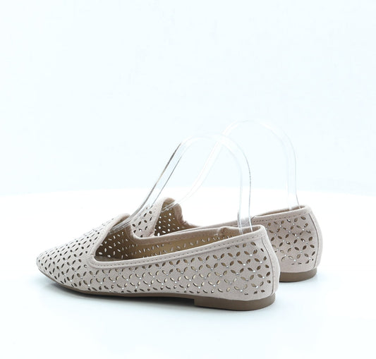 Primark Womens Pink Geometric Polyester Ballet Flat UK 3 EUR 36 US 5 - Wide Fit